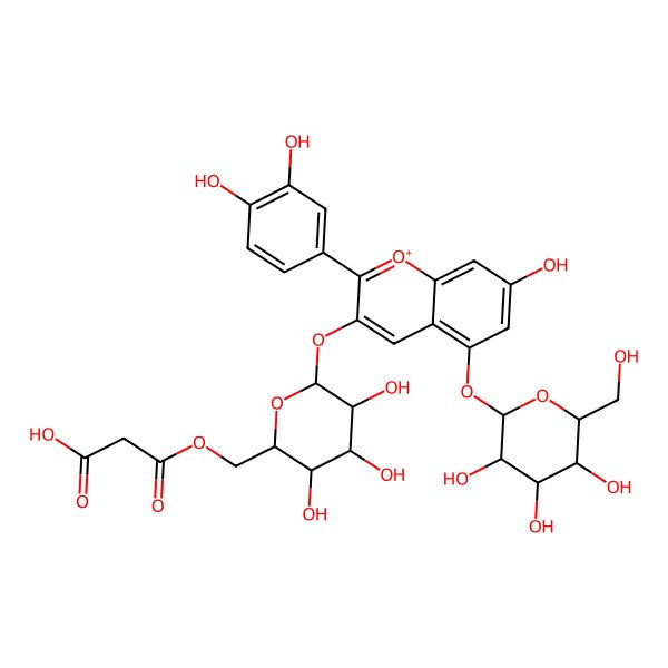 2D Structure of Cyanidin 3-(6''-malonylglucoside)-5-glucoside