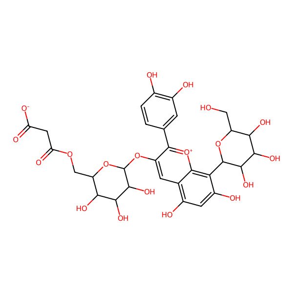 2D Structure of Cyanidin 3-(6-malonylglucoside)-8-C-glucoside 2D Structure of Cyanidin 3-(6-malonylglucoside)-8-C-glucoside