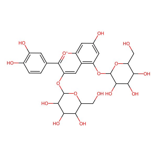 2D Structure of Cyanidin 3-galactoside-5-glucoside