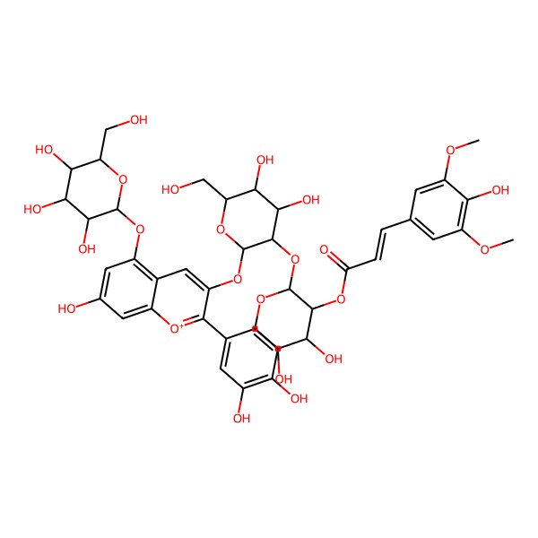 2D Structure of Cyanidin 3-O-[2''-O-(2'''-O-(sinapoyl) xylosyl) glucoside] 5-O-glucoside