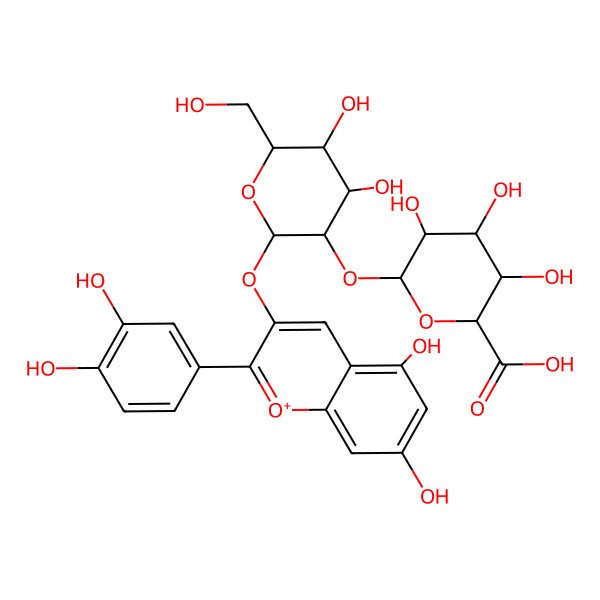 2D Structure of cyanidin 3-O-(2-O-beta-D-glucuronosyl)-beta-D-glucoside