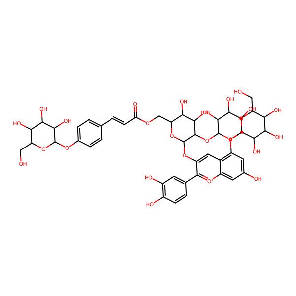2D Structure of Cyanidin 3-O-[2''-O-(xylosyl)-6''-O-(p-O-(glucosyl)-p-coumaroyl) glucoside] 5-O-glucoside
