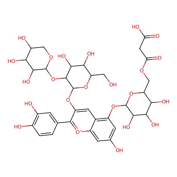 2D Structure of Cyanidin 3-O-[2''-O-(xylosyl) glucoside] 5-O-(6'''-O-malonyl) glucoside