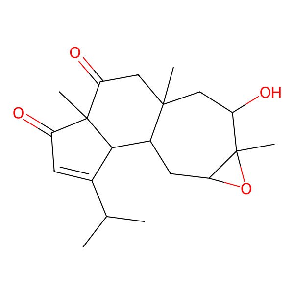 2D Structure of (1R,2S,6R,9R,11R,12S,14R)-11-hydroxy-6,9,12-trimethyl-3-propan-2-yl-13-oxatetracyclo[7.6.0.02,6.012,14]pentadec-3-ene-5,7-dione