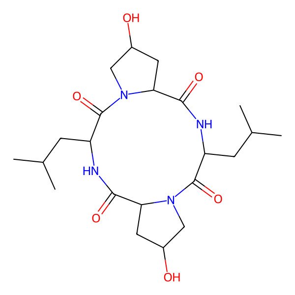 2D Structure of Cyclo-(L-leucyl-trans-4-hydroxy-L-prolyl-D-leucyl-trans-4-hydroxy-L-proline)