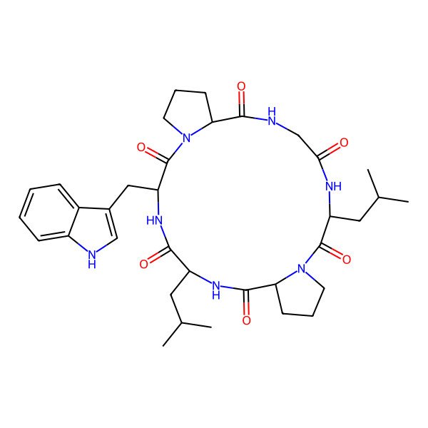2D Structure of cyclo(-Leu(1)-Pro(2)-Leu(3)-Trp(4)-Pro(5)-Gly(6)-)