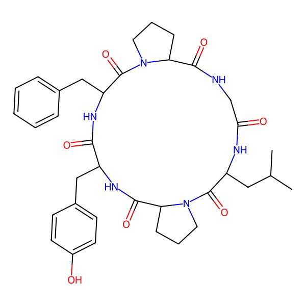 2D Structure of cyclo(-Leu(1)-Pro(2)-Tyr(3)-Phe(4)-Pro(5)-Gly(6)-)