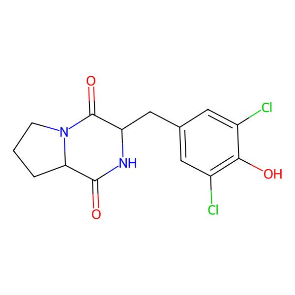 2D Structure of Cyclo(13,15-dichloro-L-Pro-L-Tyr)