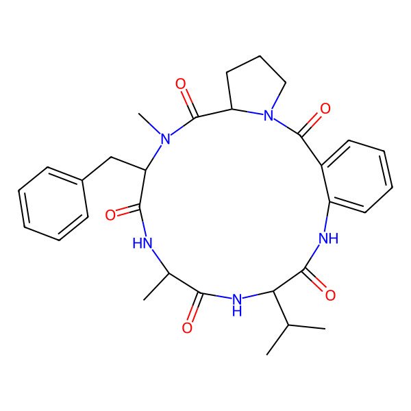 2D Structure of cyclo[2Abz-D-Pro-D-N(Me)Phe-Ala-D-Val]