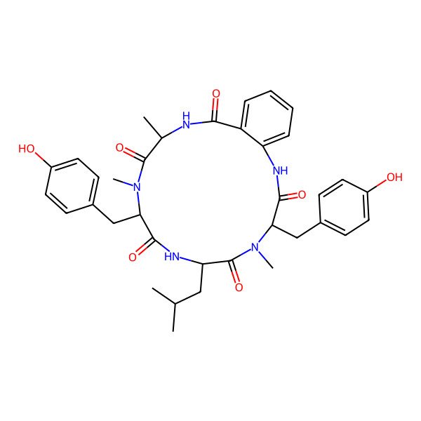 2D Structure of cyclo[2Abz-DL-Ala-DL-N(Me)Tyr-DL-Leu-DL-N(Me)Tyr]