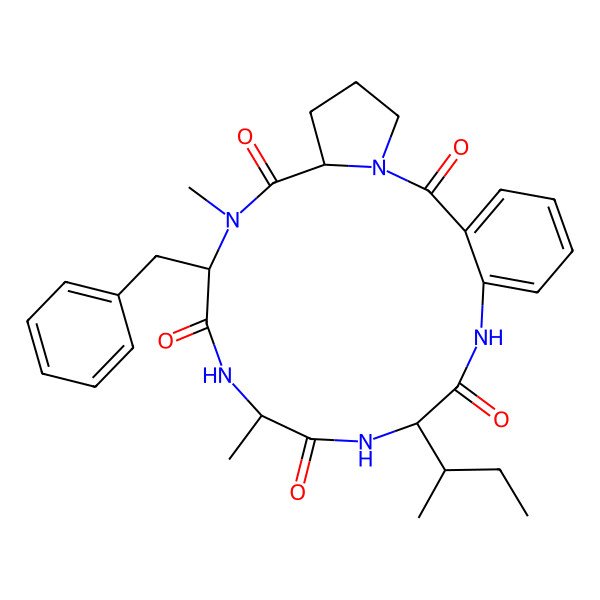 2D Structure of cyclo[2Abz-DL-Pro-DL-N(Me)Phe-DL-Ala-DL-xiIle]