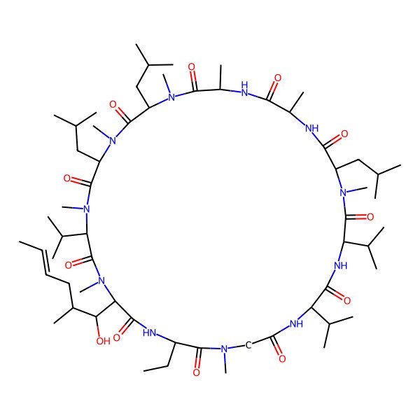 2D Structure of cyclo[Abu-Sar-Val-Val-N(Me)Leu-Ala-D-Ala-N(Me)Leu-D-N(Me)Leu-D-N(Me)Val-N(Me)Bmt(E)]