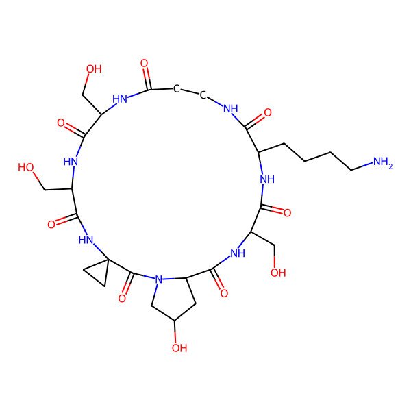 2D Structure of cyclo[Ac3c-DL-xiHyp-DL-Ser-DL-Lys-bAla-DL-Ser-DL-Ser]