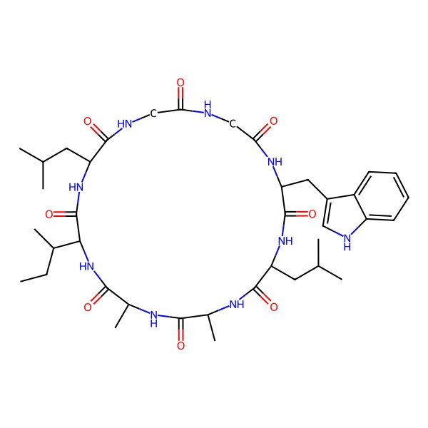 2D Structure of cyclo[Ala-Ala-Ile-Leu-Gly-Gly-Trp-Leu]