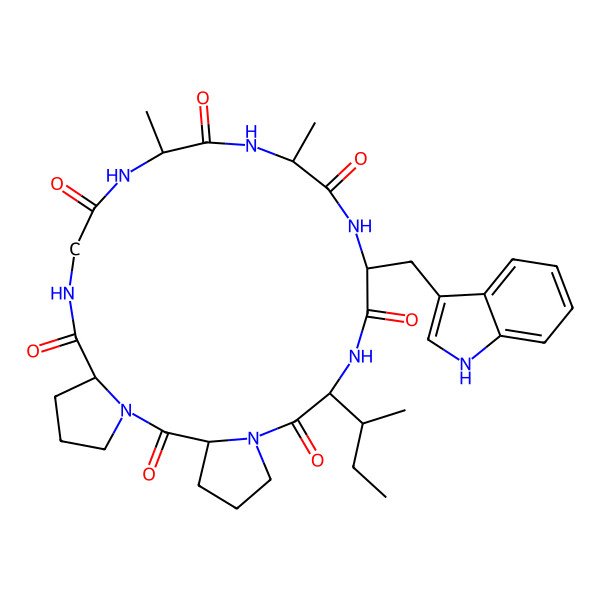 2D Structure of cyclo[Ala-Ala-Trp-Ile-D-Pro-Pro-Gly]