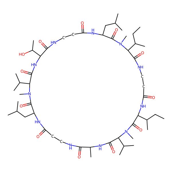 2D Structure of cyclo[Ala-bAla-D-Leu-D-N(Me)Val-Thr-bAla-D-Leu-N(Me)Ile-bAla-D-aIle-N(Me)Val]