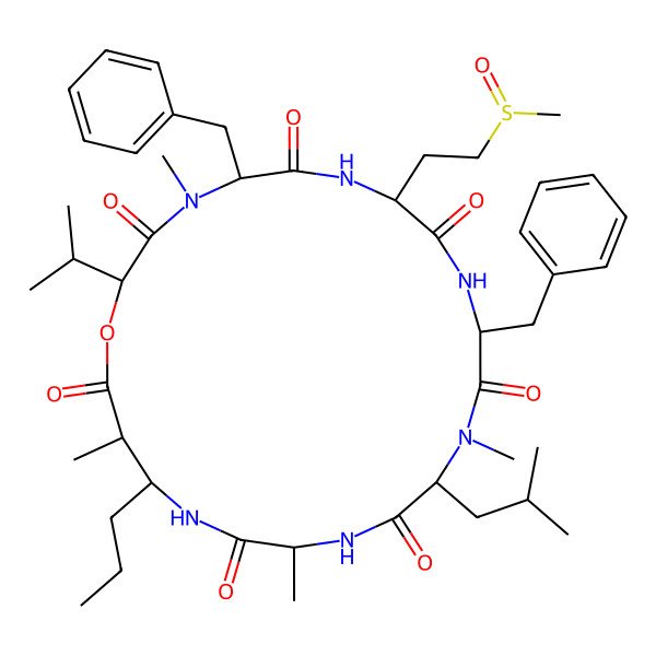 2D Structure of cyclo[Ala-bAla(2R-Me,3R-Pr)-D-OVal-D-N(Me)Phe-Met(R-O)-Phe-N(Me)Leu]