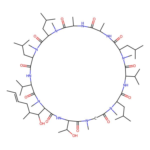 2D Structure of cyclo[Ala-D-Ala-D-N(Me)Leu-N(Me)Leu-Val-N(Me)Bmt(E)-Thr-Sar-N(Me)Leu-Val-N(Me)Leu]