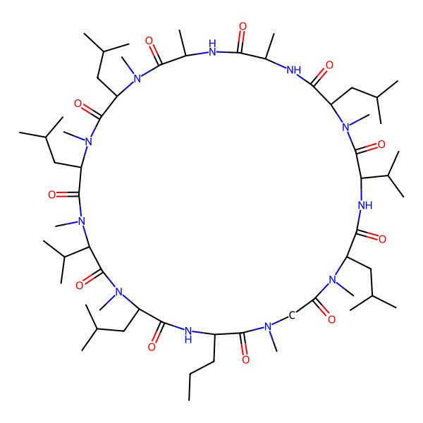 2D Structure of cyclo[Ala-D-Ala-N(Me)Leu-N(Me)Leu-D-N(Me)Val-N(Me)Leu-Nva-Sar-N(Me)Leu-Val-D-N(Me)Leu]