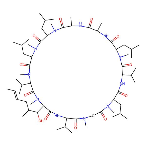 2D Structure of (3S,6S,9S,12R,15S,18S,21S,24S,30S)-33-[(E,1R,2R)-1-hydroxy-2-methyl-hex-4-enyl]-6,9,18,24-tetraisobutyl-3,21,30-triisopropyl-1,4,7,10,12,15,19,25,28-nonamethyl-1,4,7,10,13,16,19,22,25,28,31-undecazacyclotritriacontane-2,5,8,11,14,17,20,23,26,29,32-undecone