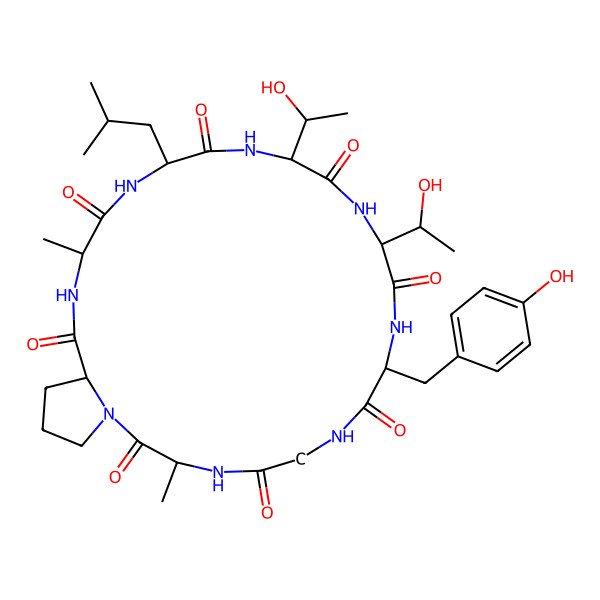 2D Structure of cyclo[Ala-D-Leu-aThr-aThr-Tyr-Gly-Ala-Pro]
