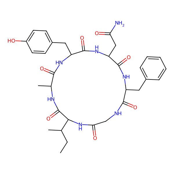 2D Structure of cyclo[Ala-D-Tyr-Asn-Phe-Gly-D-Ile]