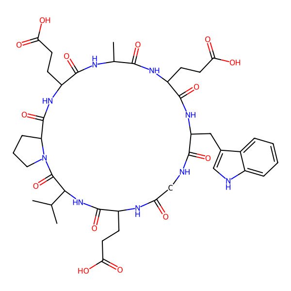 2D Structure of cyclo[Ala-Glu-Trp-Gly-Glu-Val-Pro-Glu]