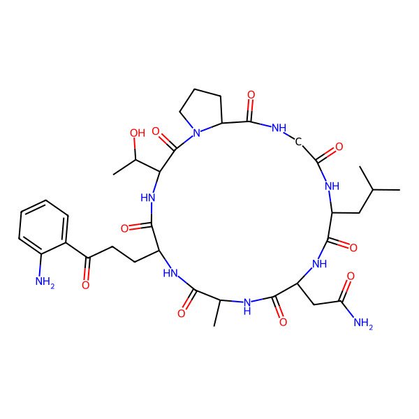 2D Structure of cyclo[Ala-Glu(Ph(2-NH2))-Thr-Pro-Gly-Leu-Asn]