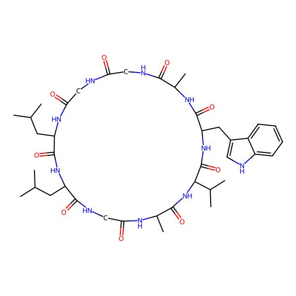 2D Structure of cyclo[Ala-Gly-Gly-Leu-Leu-Gly-Ala-Val-Trp]