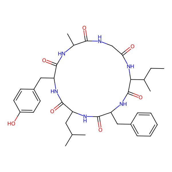 2D Structure of cyclo[Ala-Gly-Ile-Phe-Leu-Tyr]