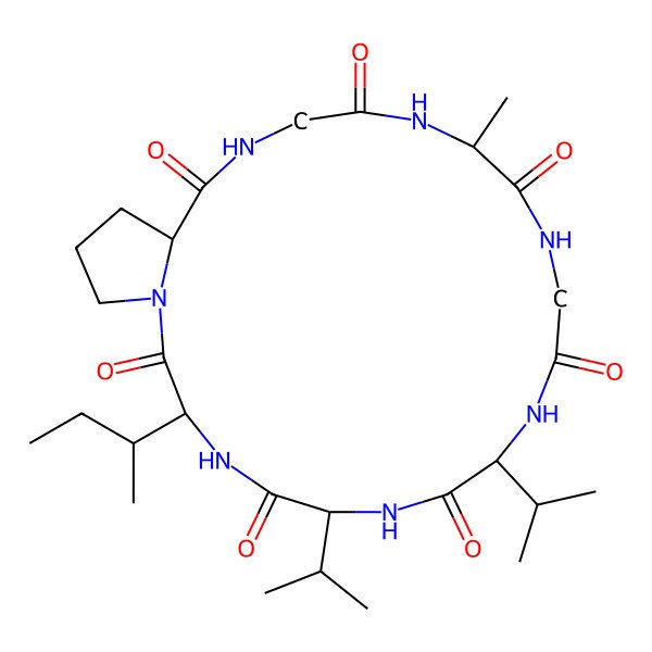 2D Structure of cyclo[Ala-Gly-Val-Val-Ile-Pro-Gly]