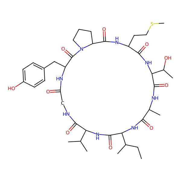 2D Structure of cyclo[Ala-Ile-Val-Gly-Tyr-Pro-Met-Thr]