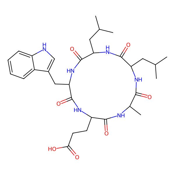 2D Structure of cyclo[Ala-Leu-D-Leu-Trp-D-Glu]