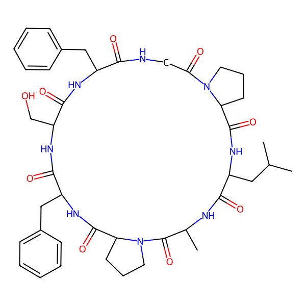 2D Structure of cyclo[Ala-Pro-Phe-D-Ser-Phe-Gly-Pro-Leu]