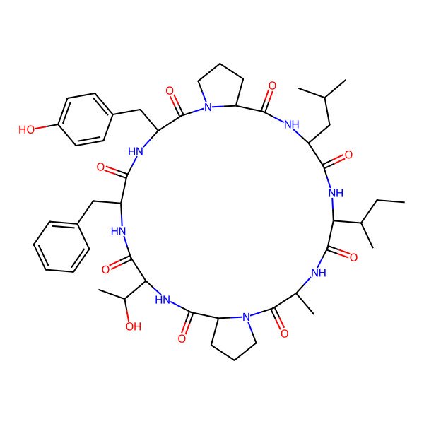 2D Structure of cyclo[Ala-Pro-Thr-Phe-Tyr-Pro-Leu-Ile]