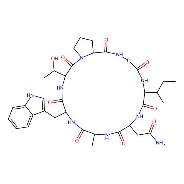 2D Structure of cyclo[Ala-Trp-D-aThr-Pro-Gly-Ile-Asn]