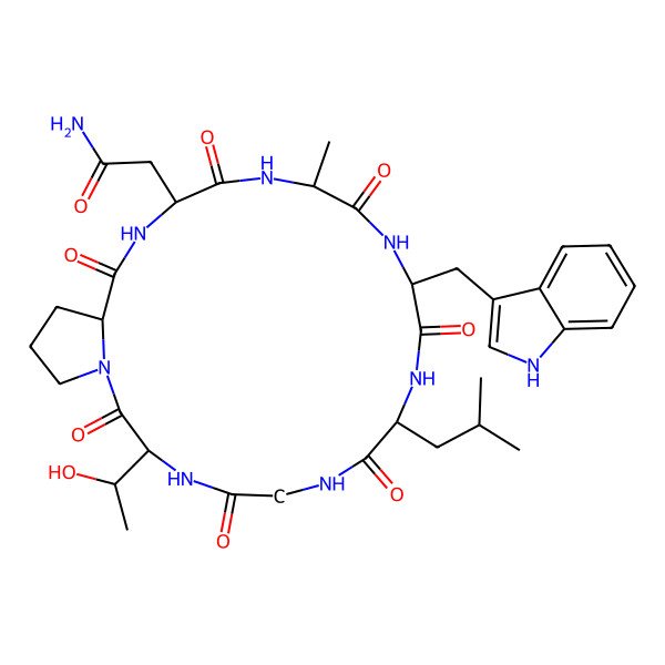 2D Structure of cyclo[Ala-Trp-Leu-Gly-aThr-Pro-Asn]