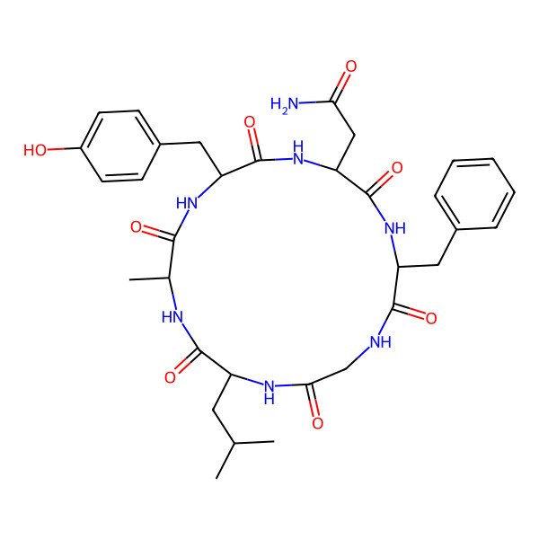 2D Structure of cyclo[Ala-Tyr-Asn-Phe-Gly-Leu]