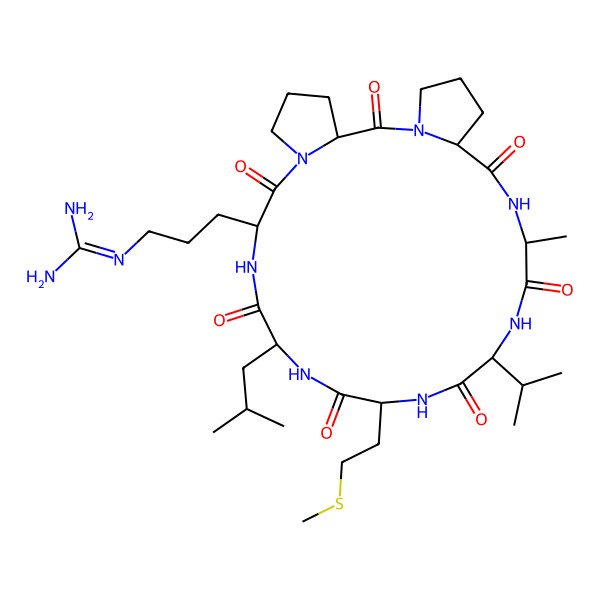 2D Structure of cyclo[Ala-Val-Met-Leu-Arg-Pro-Pro]