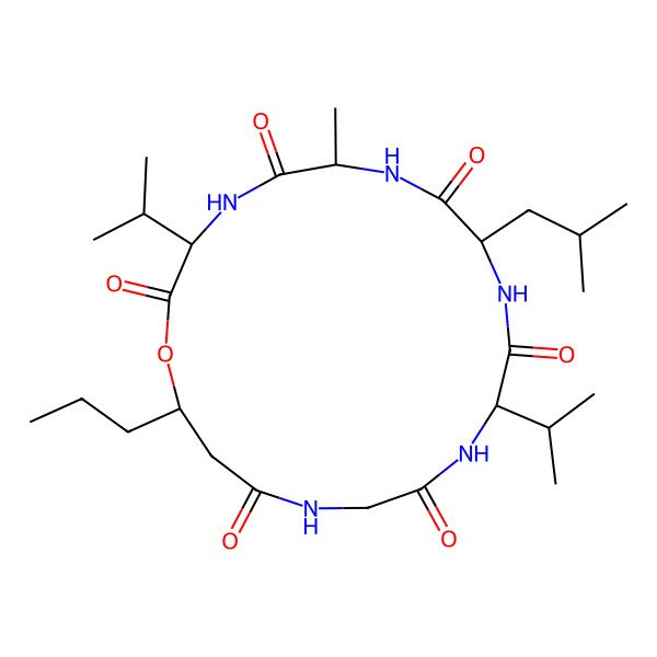 2D Structure of cyclo[Ala-Val-ObAla(3-Pr)-Gly-Val-D-Leu]