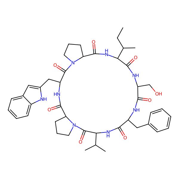 2D Structure of cyclo[Ala(indol-2-yl)(indol-2-yl)-Pro-Ile-Ser-Phe-Val-Pro]