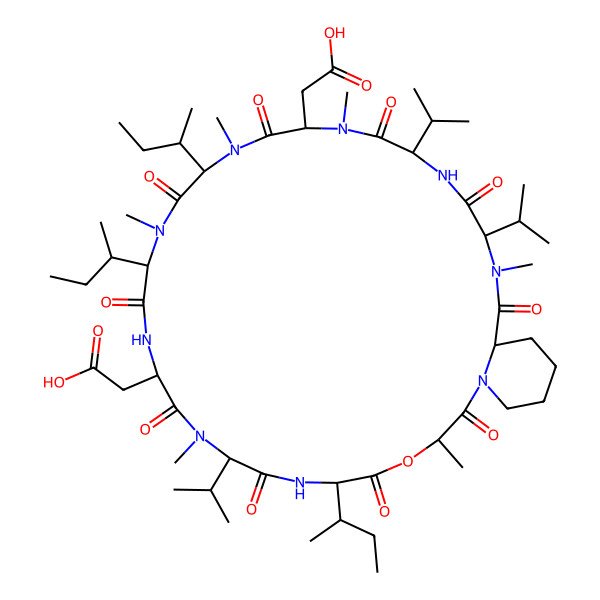2D Structure of cyclo[Asp-D-N(Me)Val-Ile-D-OAla-Pip-N(Me)Val-D-Val-N(Me)Asp-D-N(Me)aIle-N(Me)Ile]