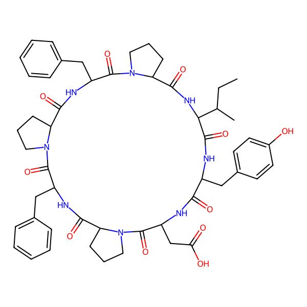 2D Structure of cyclo[Asp-Pro-Phe-Pro-Phe-Pro-Ile-Tyr]