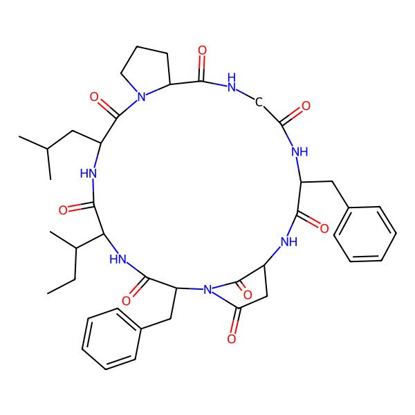 2D Structure of cyclo[Asp(1)-N(1)Phe-Ile-Leu-Pro-Gly-Phe]