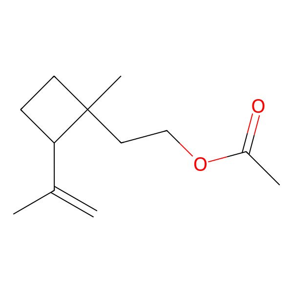 2D Structure of Cyclobutaneethanol, 1-methyl-2-(1-methylethenyl)-, acetate, (1R,2R)- 2D Structure of Cyclobutaneethanol, 1-methyl-2-(1-methylethenyl)-, acetate, (1R,2R)-