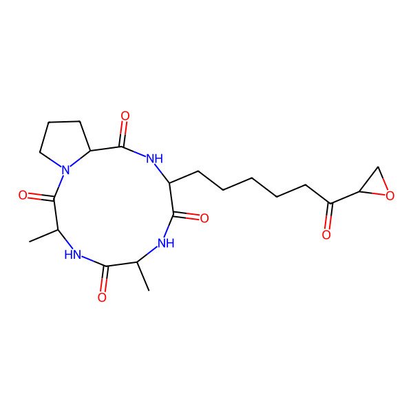 2D Structure of (3R,6R,9S,12S)-3,6-dimethyl-9-[6-[(2S)-oxiran-2-yl]-6-oxohexyl]-1,4,7,10-tetrazabicyclo[10.3.0]pentadecane-2,5,8,11-tetrone