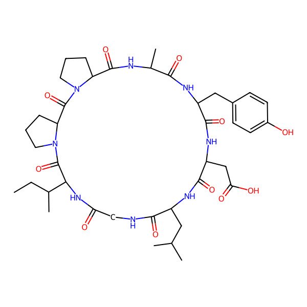 2D Structure of cyclo[D-Ala-D-Tyr-D-Asp-D-Leu-Gly-D-aIle-D-Pro-D-Pro]