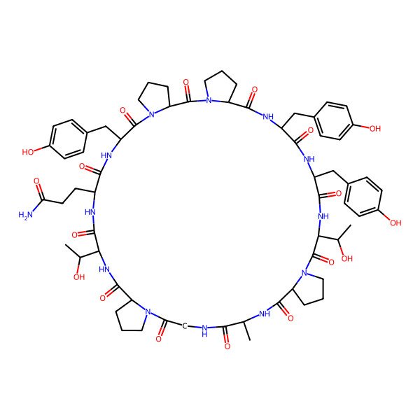 2D Structure of cyclo[D-Ala-Gly-DL-Pro-D-Thr-Gln-DL-Tyr-Pro-Pro-Tyr-DL-Tyr-D-Thr-Pro]