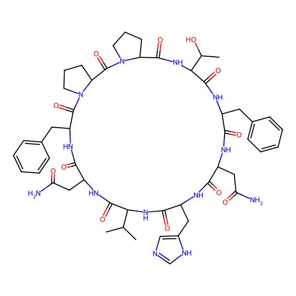 2D Structure of cyclo[D-Asn-His-Val-D-Asn-D-Phe-Pro-D-Pro-Thr-Phe]