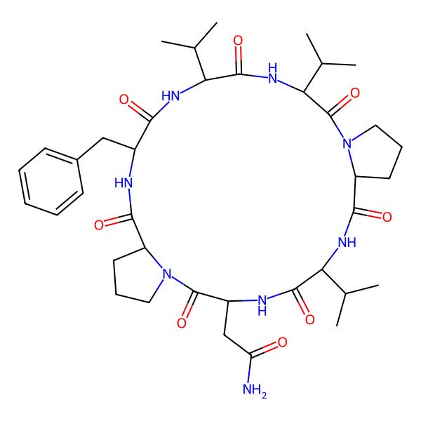 2D Structure of cyclo[D-Asn-Pro-Phe-D-Val-Val-D-Pro-Val]